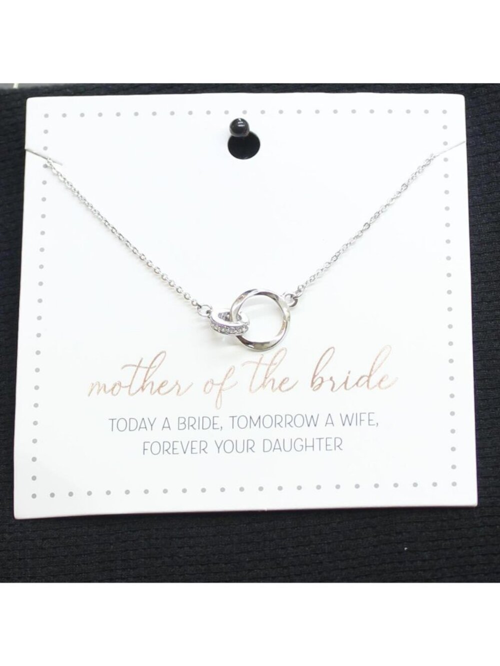 NWT David's Bridal Ring Pendant Bridal Necklace Silver Gray 16" + 3"